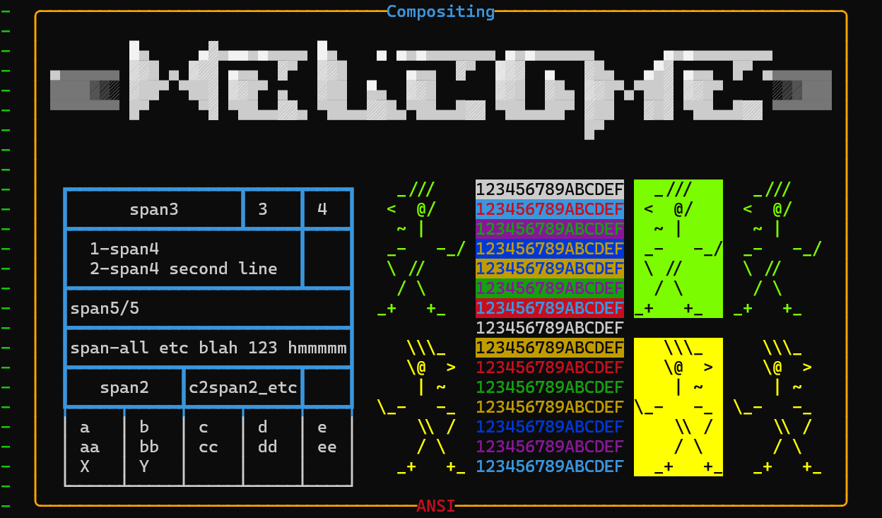 textblock composition of Ansi strings